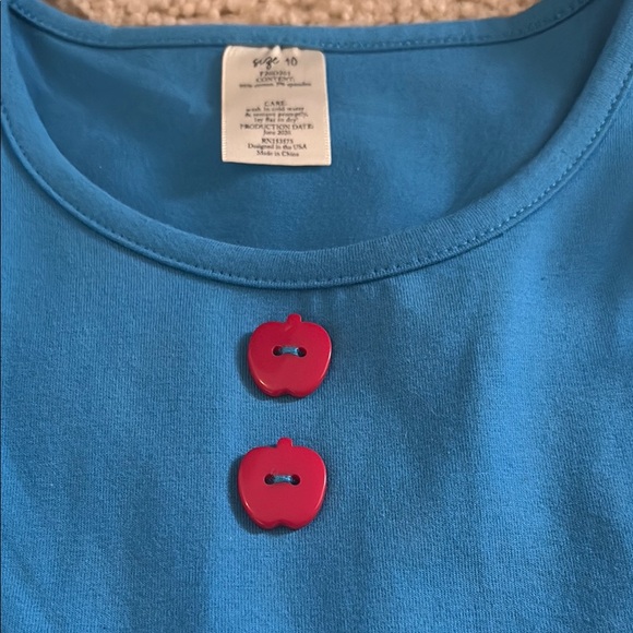 Eleanor Rose Girls Blue and Multicolor Apple Dress NWOT - Picture 2 of 5